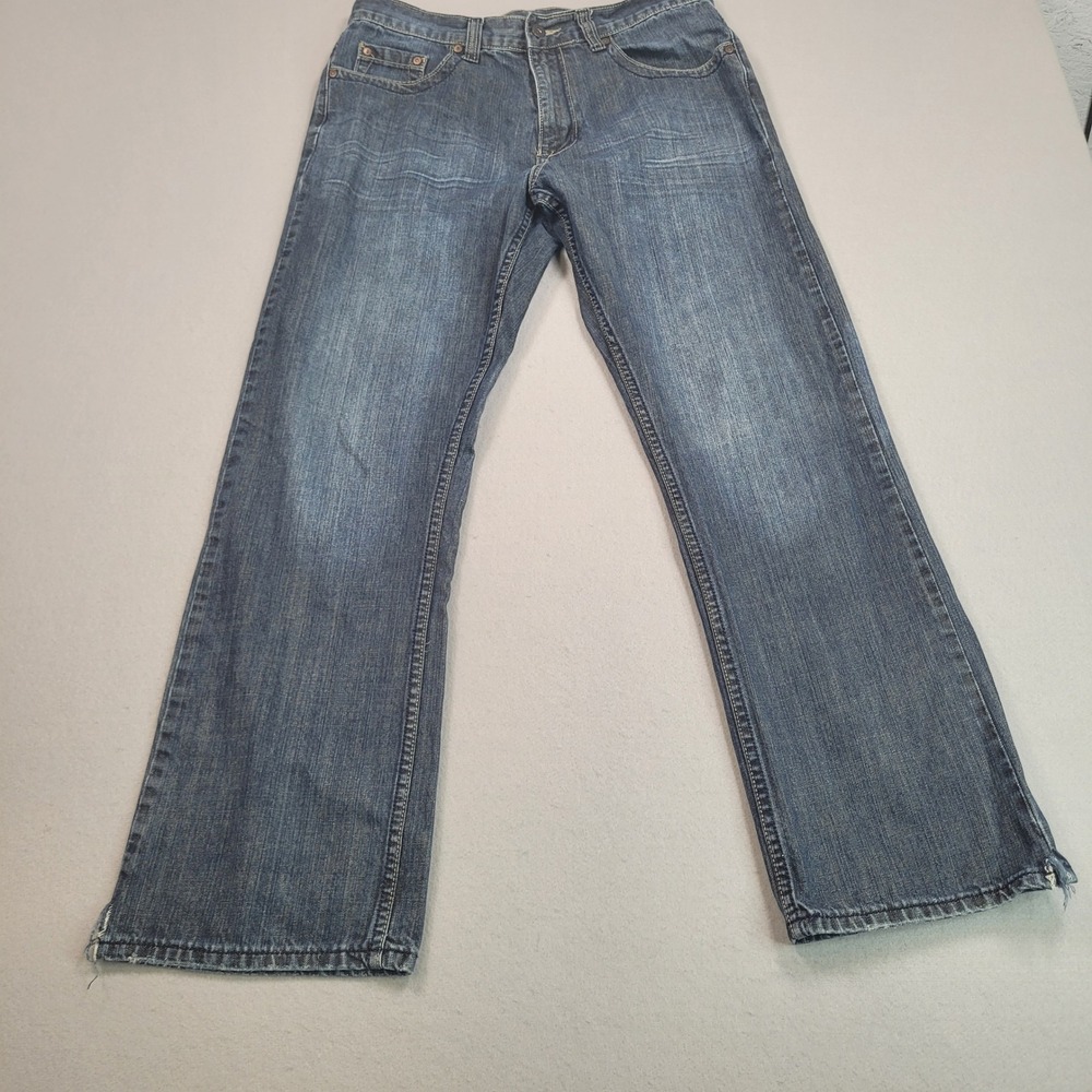 Flypaper Mens‎ Bootcut Denim Jeans Blue 33x32 Distressed Y2K Style